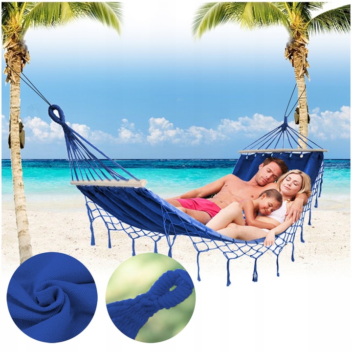 HAMAK BOHO Z POPRZECZKĄ JEDNOOSOBOWY OGRODOWY TURYSTYCZNY MAKRAMA MOCNY