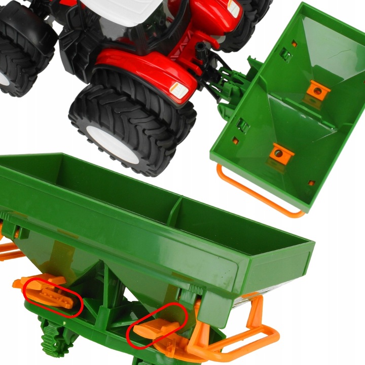 TRAKTOR ZDALNIE STEROWANY RC CIĄGNIK Z ROZSIEWACZEM NAWOZÓW PILOT ŚWIATŁA