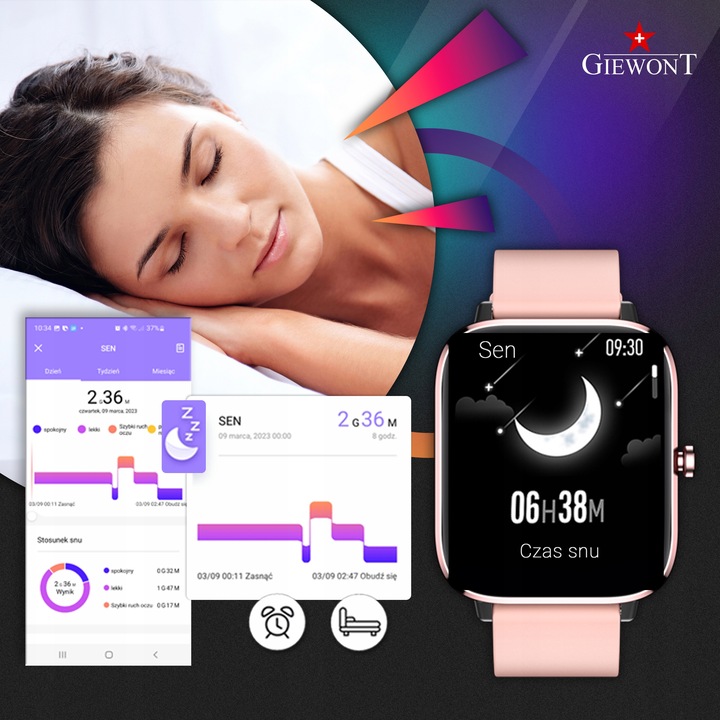 SMARTWATCH GIEWONT GW230-1 Dynamic SmartCall ROZMOWY SMS SPORT ALERT KROKI