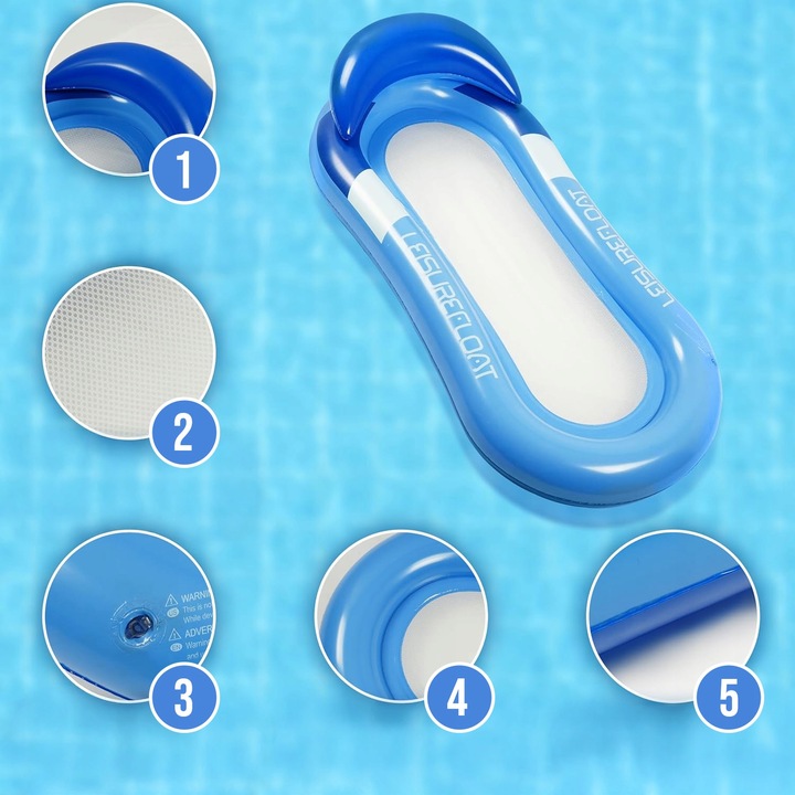 Materac Do Pływania Z Siatką I Zagłowkiem Leżak Fotel Wodny Siatka Dmuchany