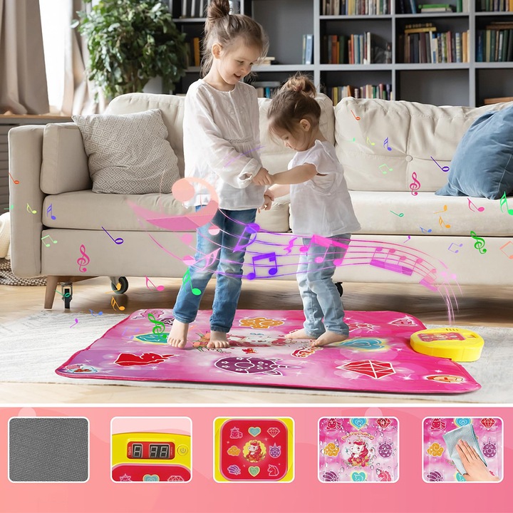 JEDNOROŻEC MATA DO TAŃCA MUZYCZNEGO DLA DZIECI 5 TRYBÓW 3 POZIOMY 100x87cm