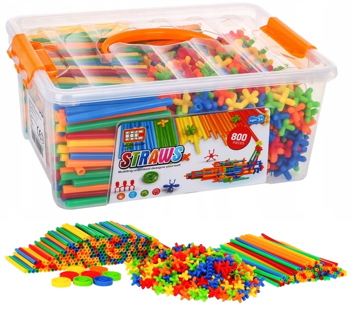 Klocki Konstrukcyjne Słomki Patyczki do Budowania Zestaw XL 800 elementów