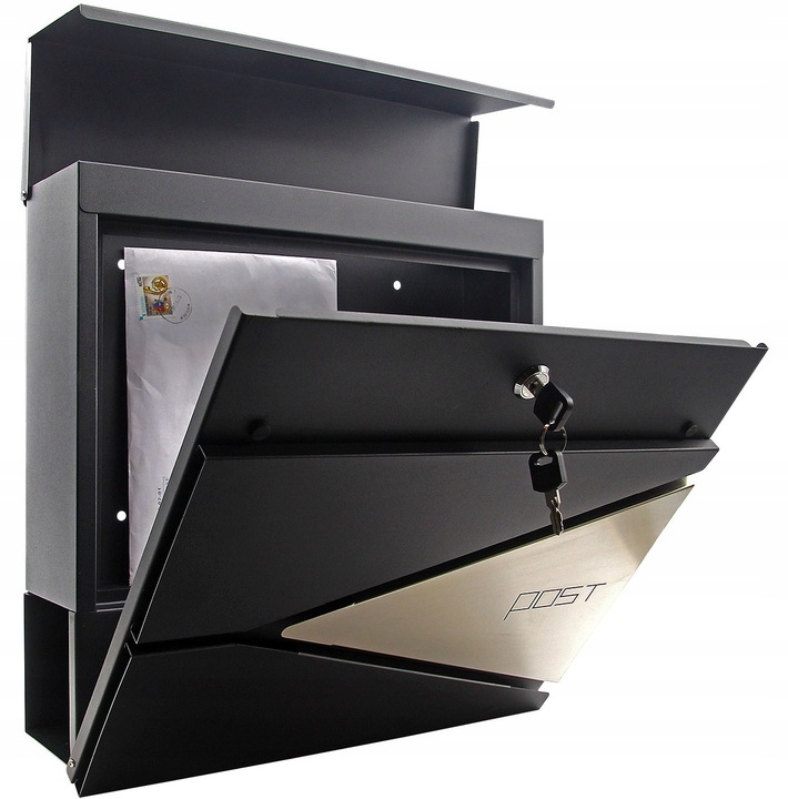 Skrzynka na listy wrzutnia, z gazetnikiem z NUMEREM DOMU ADRESEM DRUK UV