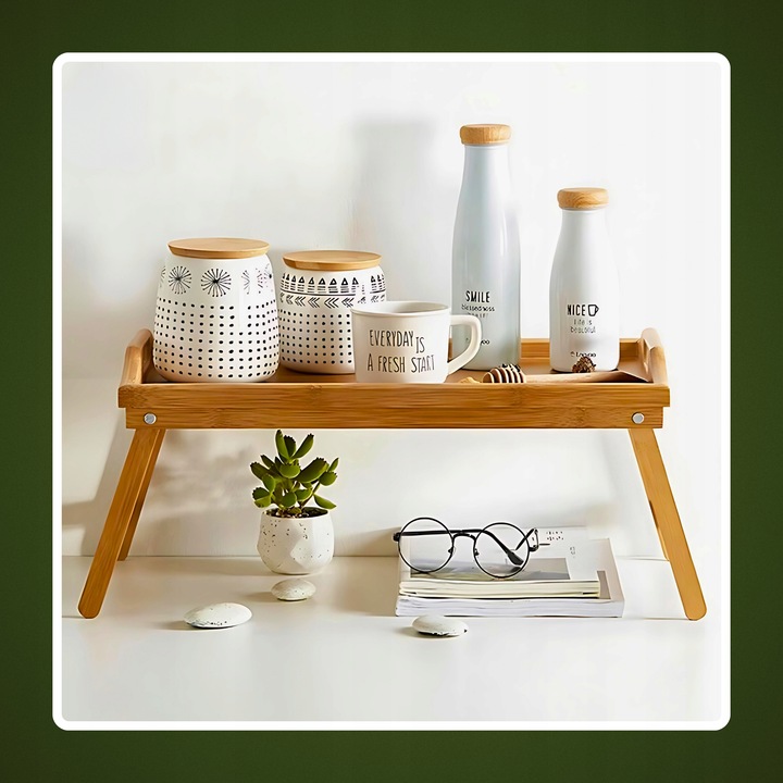 STOLIK ŚNIADANIOWY POD LAPTOPA DO ŁÓŻKA DREWNIANY SKŁADANY NA PREZENT TACA