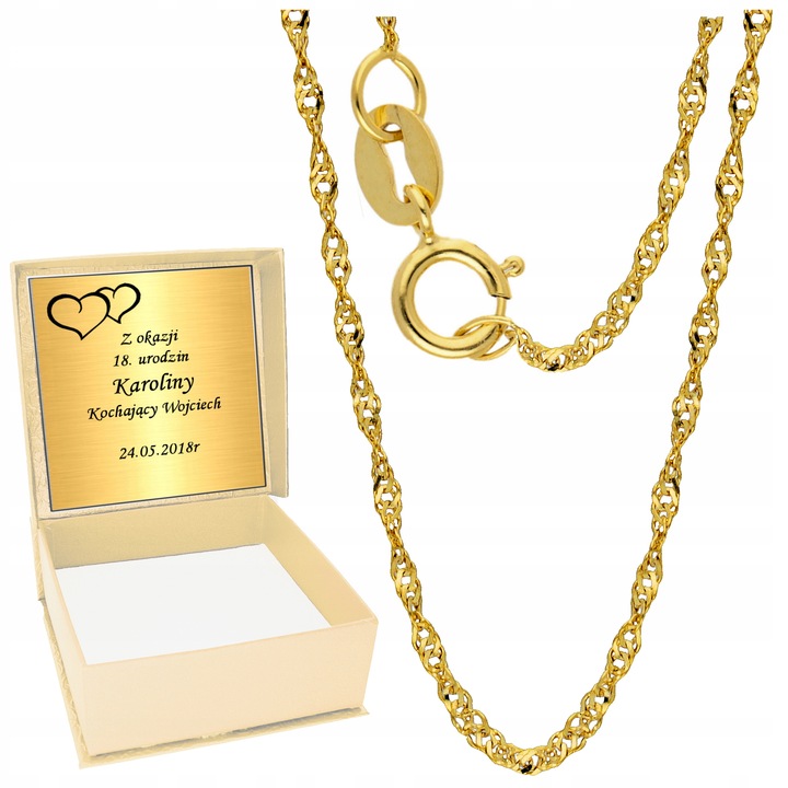 Złoty Łańcuszek 333 Złoto Singapur dla kobiety skręcony