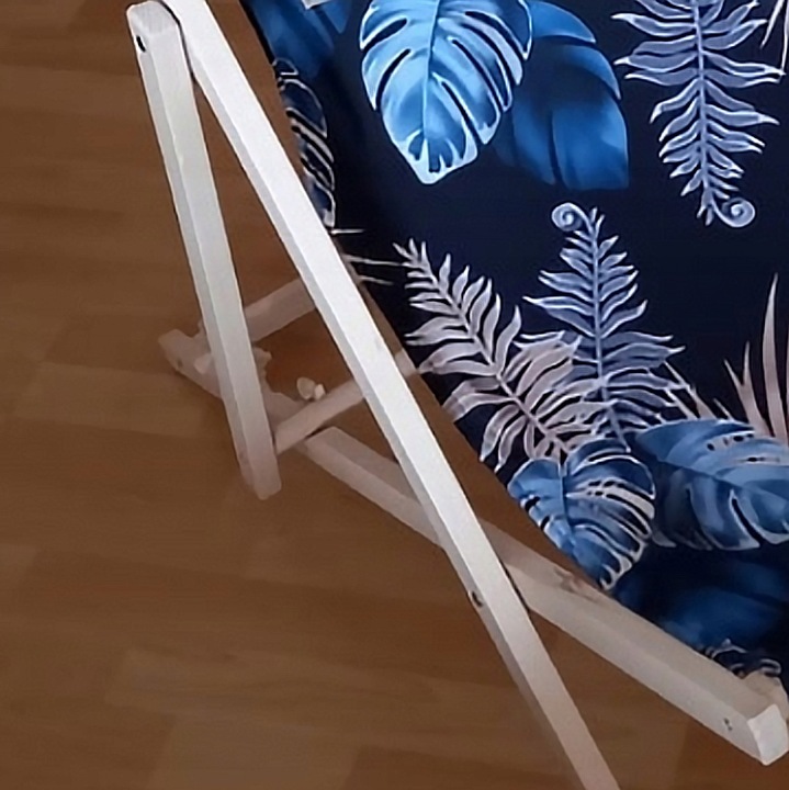 LEŻAK DREWNIANY OGRODOWY Z NADRUKIEM SKŁADANY MATERIAŁ WYTRZYMAŁY