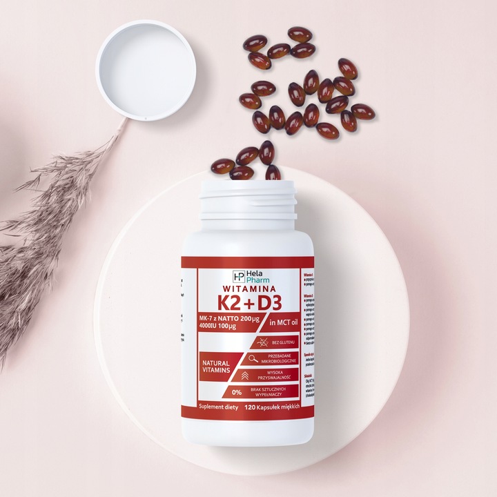 K2 MK-7 200µg+D3 4000IU 100µg w oleju MCT 360 kaps