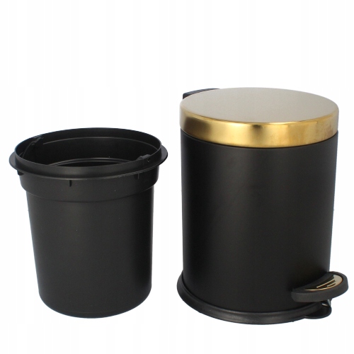 Kosz okrągły z pedałem łazienkowy okrągły wkładem Easyform czarno-złoty 3 l