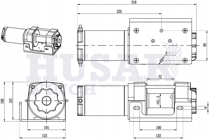 Wyciągarka ATV 3500lbs do pługa, Quada 12V pilot