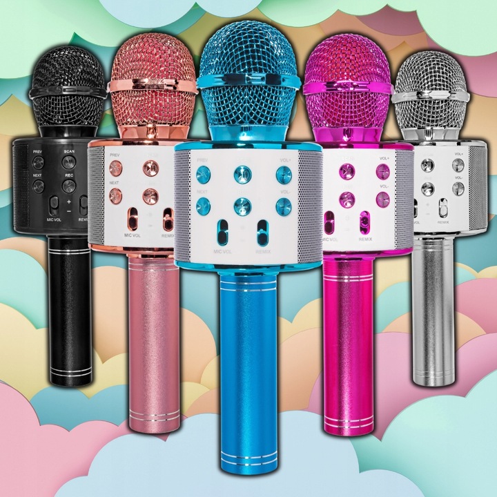 BEZPRZEWODOWY MIKROFON DLA DZIECI ZESTAW DO KARAOKE BLUETOOTH ETUI USB