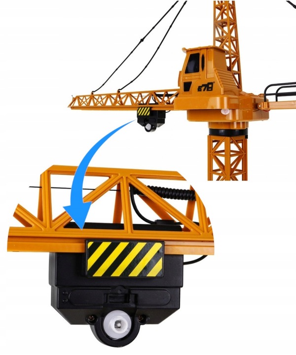 Mega Dźwig Żuraw Budowlany RC Zdalnie Sterowany 128cm na Pilot + Kask LED