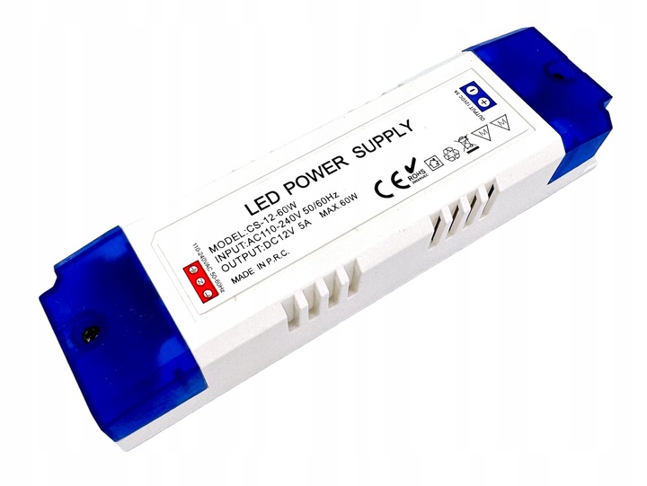 ZASILACZ 12V LED MEBLOWY 60W 5A Do Taśmy LED Transformator