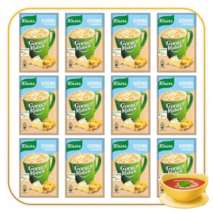Pakiet 12szt Gorący Kubek Serowa z grzankami 22g