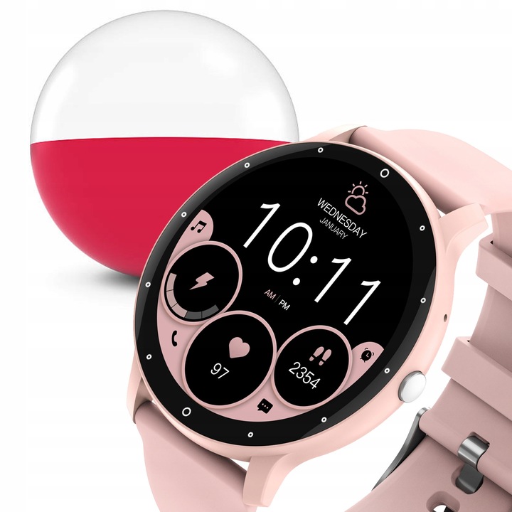 SMARTWATCH DAMSKI ZEGAREK GRAVITY ROZMOWY POLSKIE MENU +PASEK GRATIS GRAWER