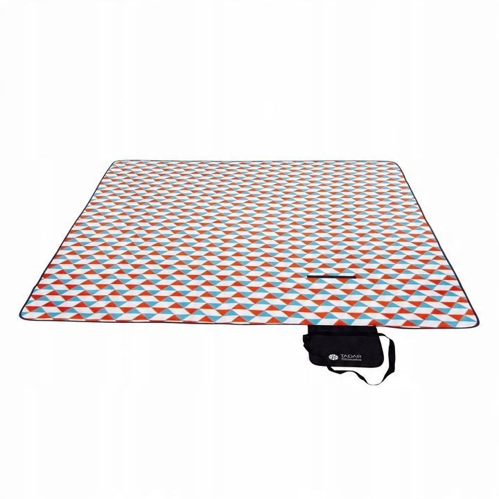 Piknikowa MATA PLAŻOWA KOC polarowy Z IZOLACJĄ 200x200cm DUŻA lekka MIĘKKA