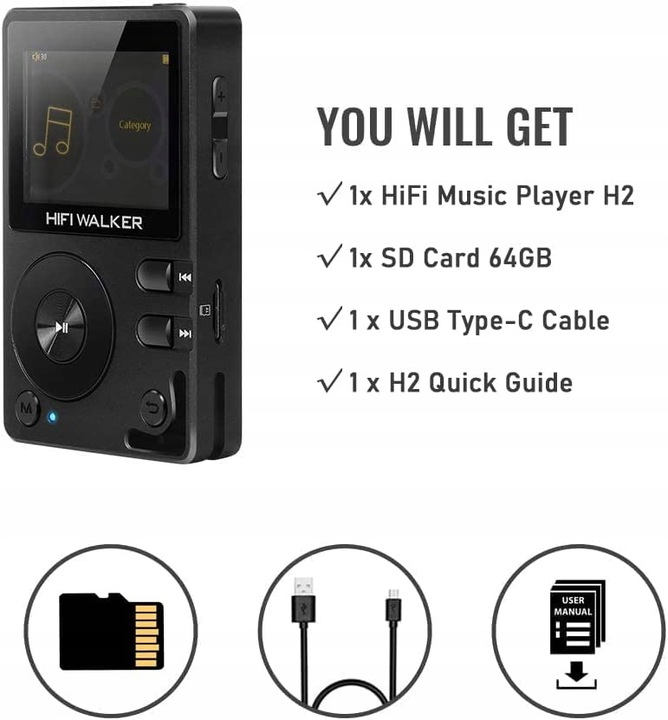 ODTWARZACZ MP3 PLAYER HIFI WALKER BLUETOOTH DSD HD