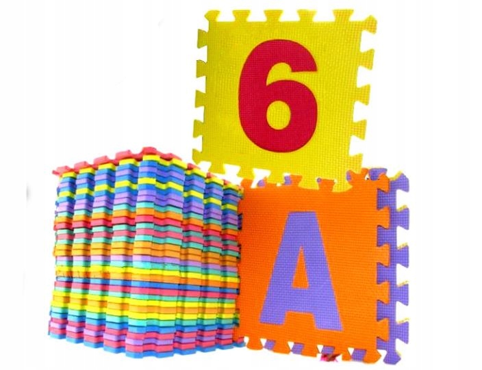 DUŻE PUZZLE EDUKACYJNE PIANKOWE DLA DZIECI CYFRY I LITERY MATA 36 ELEMENTÓW