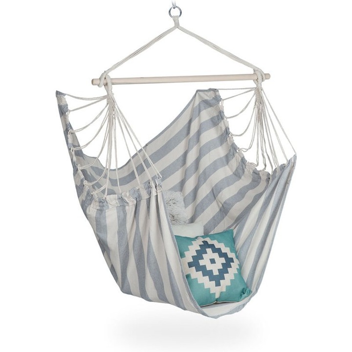 HAMAK FOTEL WISZĄCY OGRODOWY BRAZYLIJSKI BUJANY HUŚTAWKA KOKON SZARY