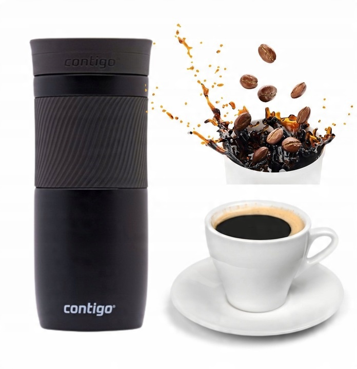 KUBEK TERMICZNY CONTIGO BYRON 470ML CZARNY - BLOKADA POKRYWY - BEZ BPA