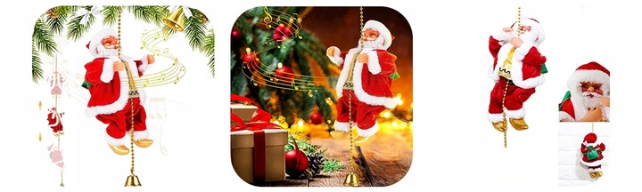 WSPINAJĄCY SIĘ MIKOŁAJ SANTACLIMB LED MUZYCZNY DEKORACJA ŚWIĄTECZNA