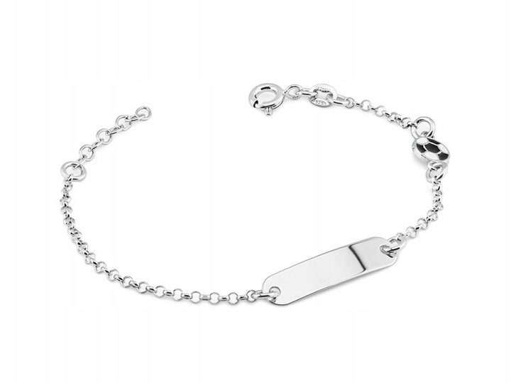 SREBRNA BRANSOLETKA Dziecięca pr. 925 Blaszka Pod Grawer i PIŁKA + Pudełko