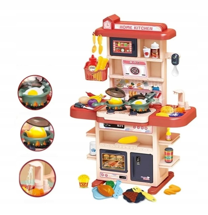 Kuchnia dla dzieci lodówka kran z wodą para różowa 64AR