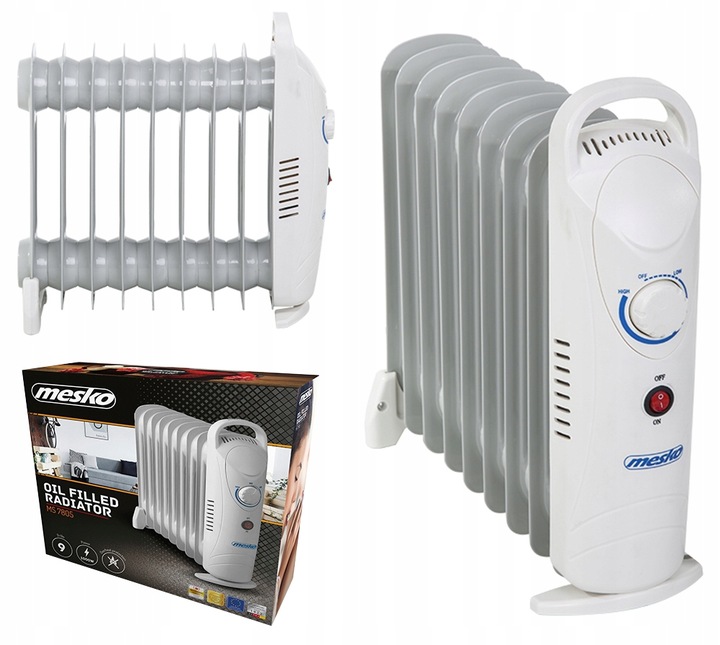 Grzejnik Olejowy Mesko MS 7805 - 9 Żeberek, 1000W, Regulacja Temperatury