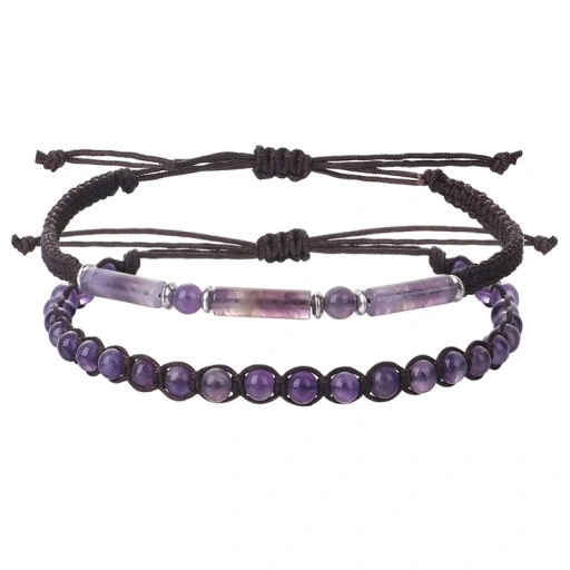 BRANSOLETKA DAMSKA KAMIEŃ AMETYST ZESTAW 2w1