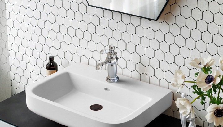 Bateria umywalkowa stojąca retro chrom łazienkowa srebrna kran YOKA HOME