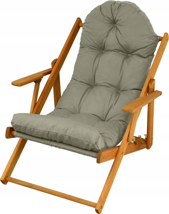 LEŻAK OGRODOWY DREWNIANY z grubą poduszką