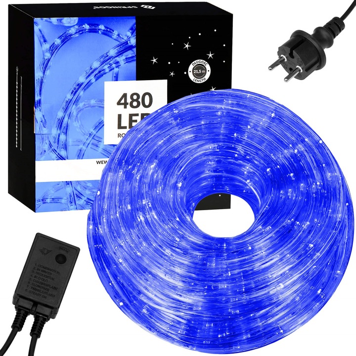 WĄŻ ŚWIETLNY ZEWNĘTRZNY 480 LED LAMPKI CHOINKOWE IP44 20m PROGRAMATOR