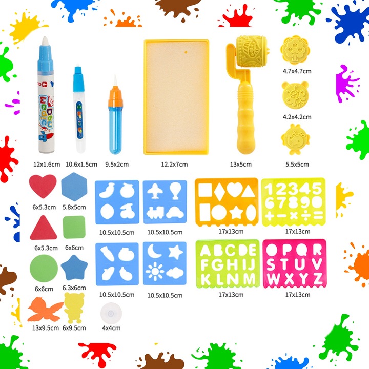 MATA WODNA DO MALOWANIA RYSOWANIA 120x90 Pieczątki Formy Pisaki ZESTAW XXL