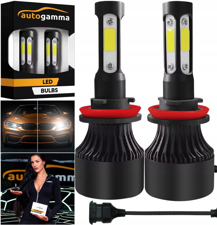 Żarówki LED H11 Mocne 16000LM 6000K COB 72W 4-Stronne komplet 2 szt.