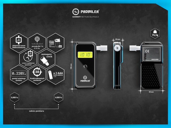Alkomat Promiler AL 9000 Lite PLATYNOWY SENSOR