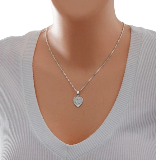 Łańcuszek Srebrny Damski Corda z Medalikiem Serduszko pr 925 Grawer Gratis