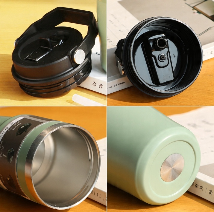 KUBEK TERMICZNY Z UCHWYTEM NA KAWĘ HERBATĘ SZCZELNY POJEMNY 900ML ZIELONY