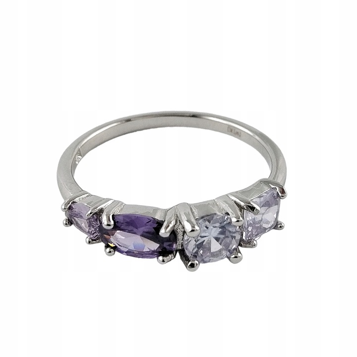 PIERŚCIONEK Z KOLOROWYMI CYRKONIAMI SREBRNY ZE SREBRA 925