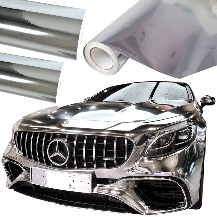 FOLIA OKLEINA LUSTRZANA CHROM SREBRNA 152cmx50cm