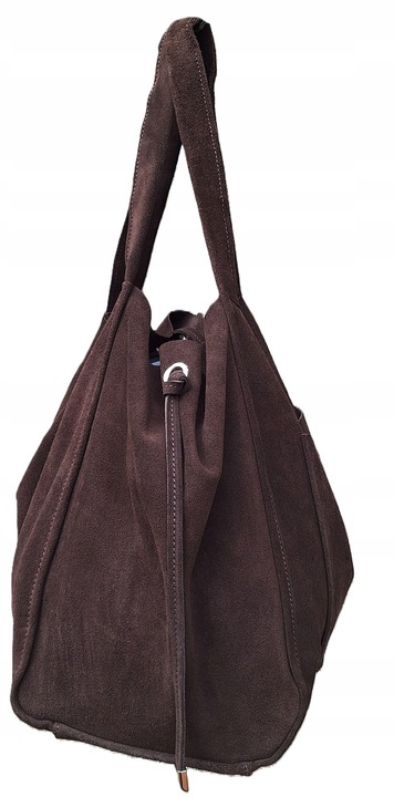 Torebka CZEKOLADOWA zamszowa shopper Vera Pelle SKÓRA ZAMSZ NATURALNY