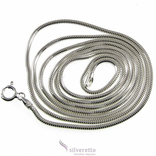 Długi srebrny łańcuszek żmijka okrągła snake 70 cm