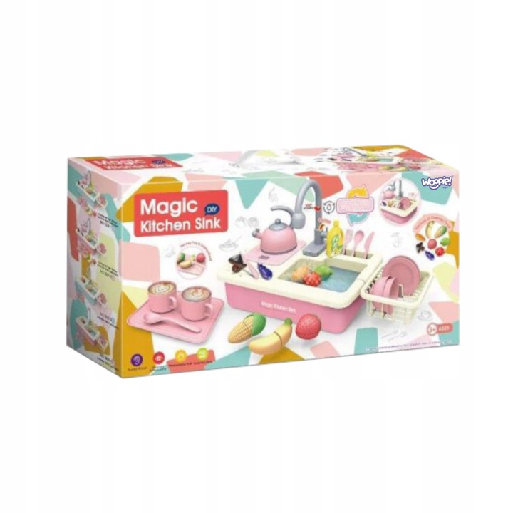 ZLEWOZMYWAK 2w1 KUCHNIA KRAN Z WODĄ NACZYNIA CZAJNIK AKCESORIA WOOPIE