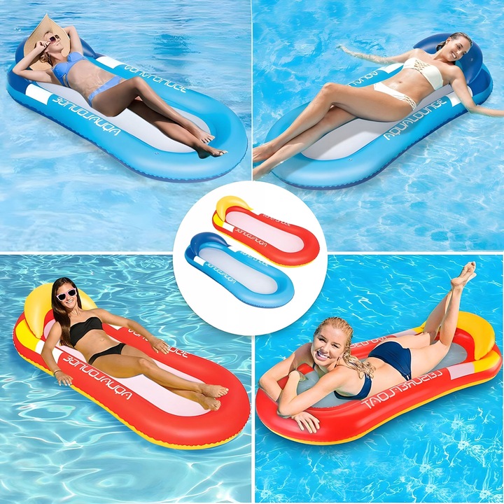 MATERAC do pływania dmuchany z siatką HAMAK LEŻAK WODNY na basen plażę wode