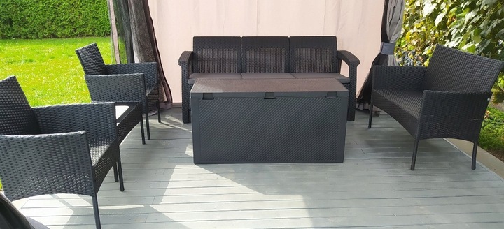 Skrzynia Ogrodowa 280L Rattan Solidna Pojemna na Taras Balkon + GRATIS