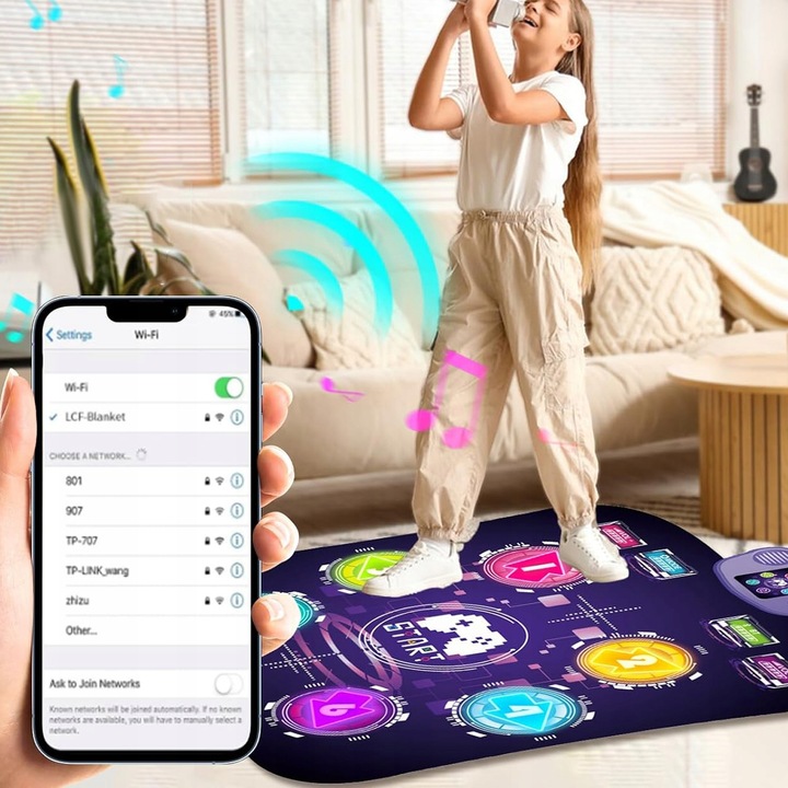 MATA LED DO TAŃCZENIA MUZYCZNA GRA DZIECI INTERAKTYWNA Z BLUETOOTH 5 TRYBÓW