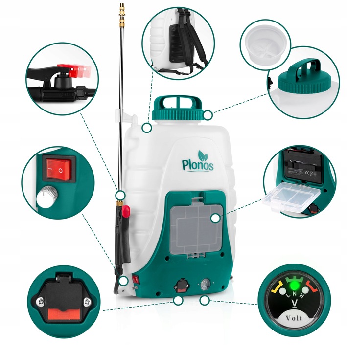 Opryskiwacz akumulatorowy ciśnieniowy plecakowy elektryczny 18l LANCA 100cm