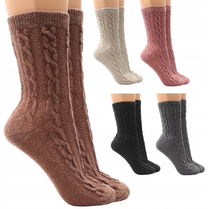 5x Ciepłe bezuciskowe Skarpety damskie WEŁNIANE SKARPETKI 35-39