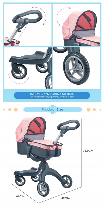 Nowoczesny stylowy wózek dla lalek głęboki gondola Starli