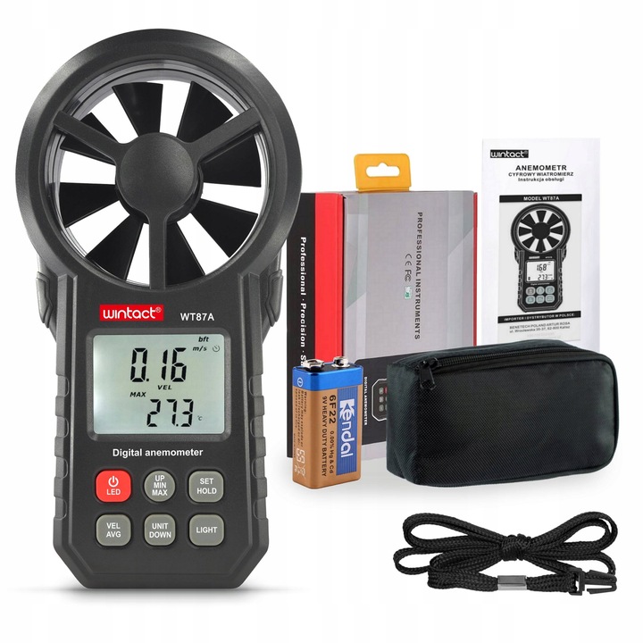 ANEMOMETR WIATROMIERZ POMIAR PRĘDKOŚCI POWIETRZA MIERNIK WIATRU TEMPERATURY