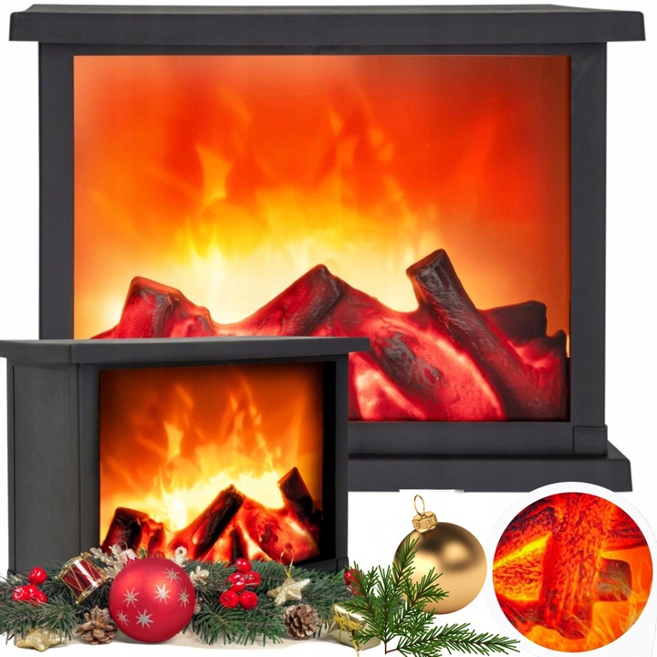 KOMINEK LED LAMPION Z OGNIEM RUCHOMY PŁOMIEŃ ELEKTRYCZNY DEKORACJA ŚWIĘTA