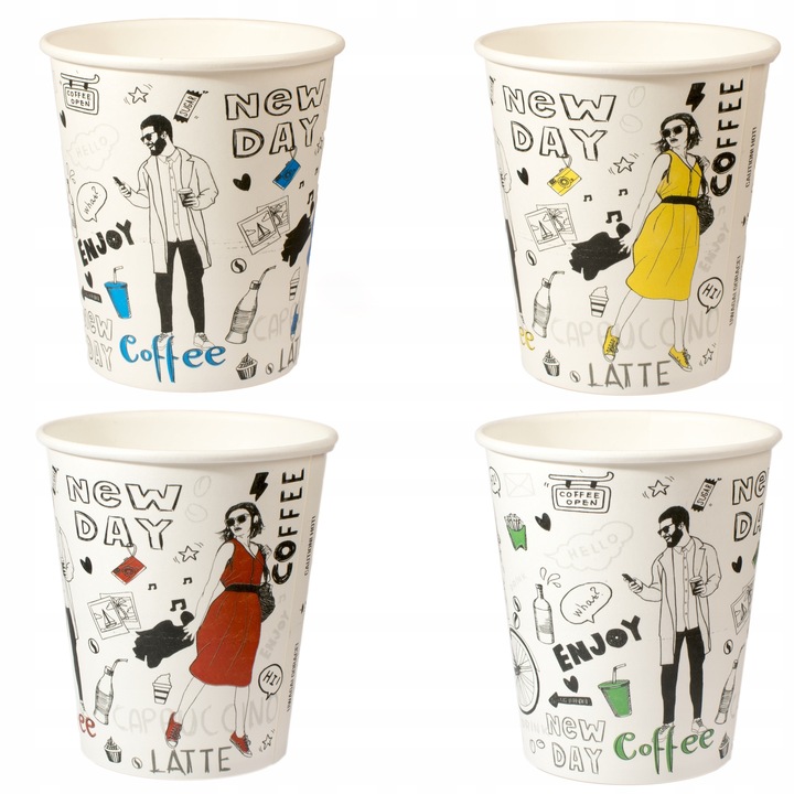 KUBKI PAPIEROWE DO KAWY 250ML NEW DAY + WIECZKA 100 SZTUK (do odsprzedaży)